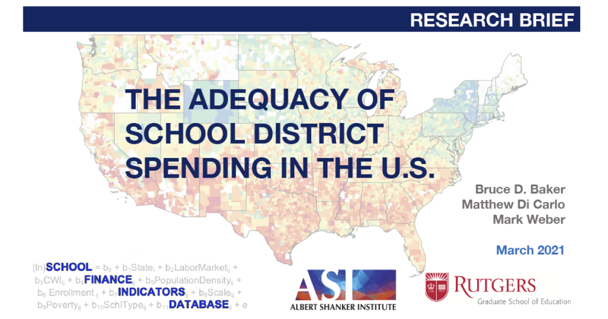 The Adequacy of School District Spending in the U.S. | Shanker Institute